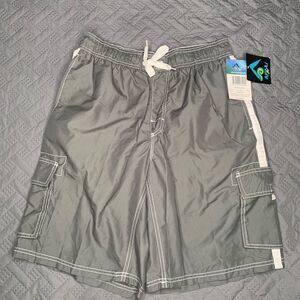 Kanu Surf Gray Swim Shorts with White Trim